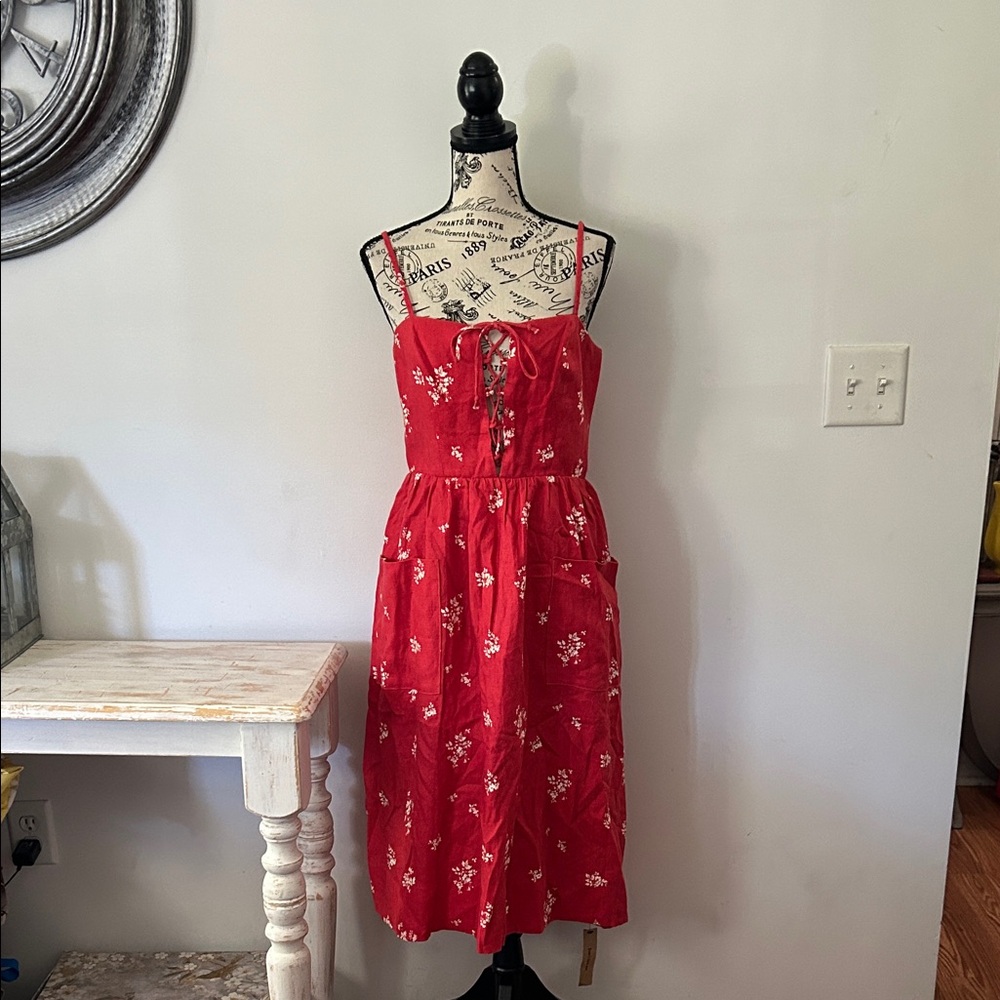 Reformation Red Floral Midi Dress - Picture 3 of 11